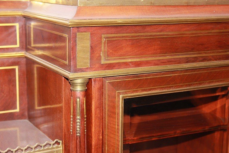 Cabinet credenzino francese stile Luigi XVI del XIX secolo in legno di mogano-photo-2