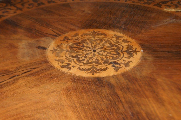 Bellissimo tavolo olandese stile Regency in palissandro riccamente intarsiato-photo-2