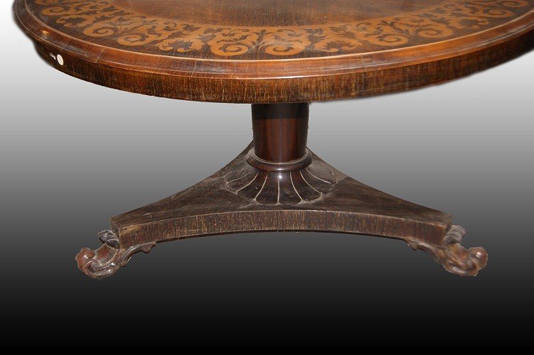 Bellissimo tavolo olandese stile Regency in palissandro riccamente intarsiato-photo-4