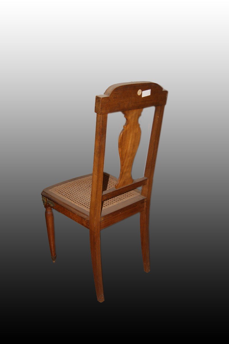 Gruppo si 6 sedie francesi stile Impero del 1800 con ricchi bronzi e radica-photo-2