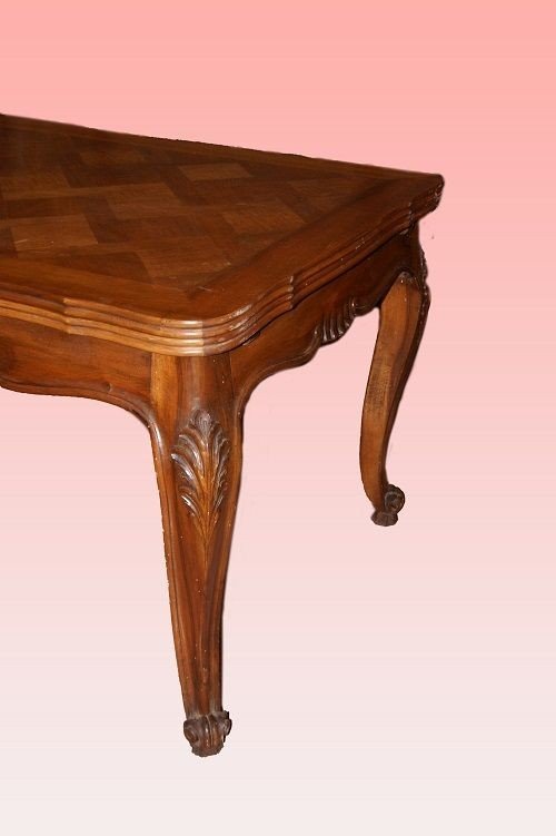 Tavolo provenzale in ciliegio del 1800 con piano parquettato-photo-2