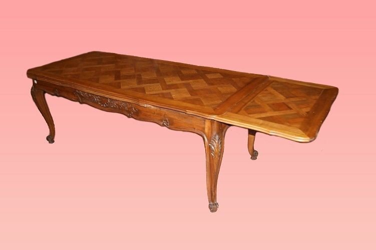 Tavolo provenzale in ciliegio del 1800 con piano parquettato-photo-3