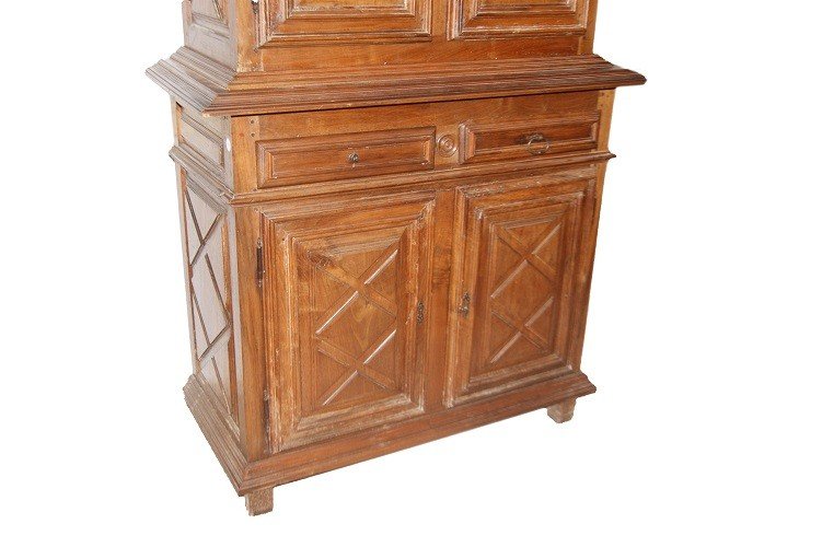 Credenza doppio corpo francese del 1700 a 4 ante con cassetti-photo-3