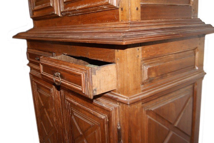 Credenza doppio corpo francese del 1700 a 4 ante con cassetti-photo-4