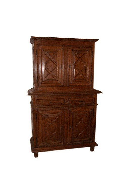 Credenza doppio corpo francese del 1700 a 4 ante con cassetti-photo-1