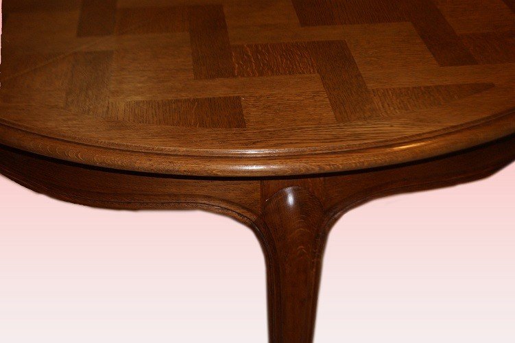 Tavolo circolare allungabile francese di fine 1800 stile Provenzale in legno di rovere-photo-2