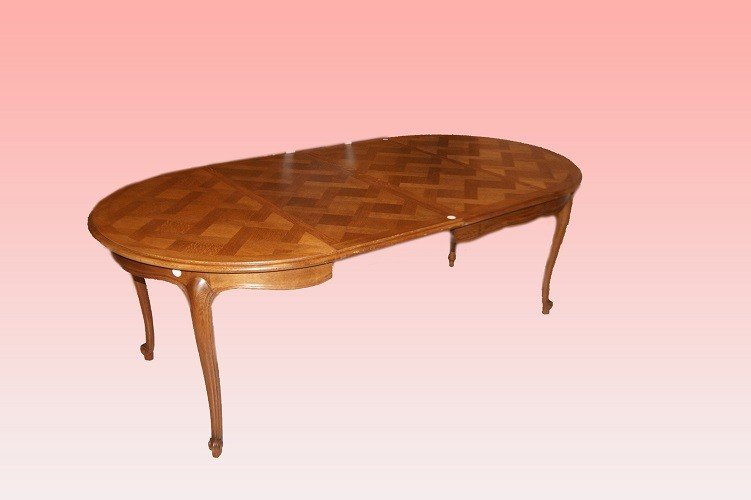 Tavolo circolare allungabile francese di fine 1800 stile Provenzale in legno di rovere-photo-3