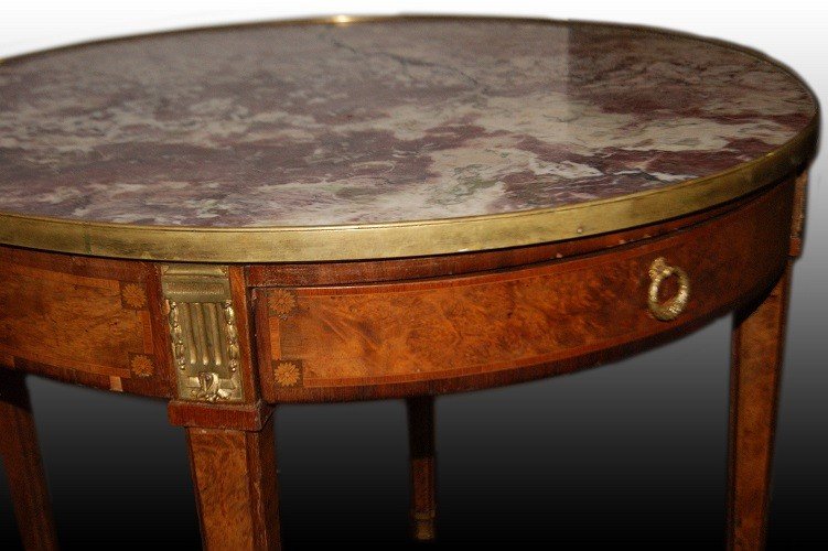 Bellissimo tavolino da salotto francese del 1800 Stile Luigi XVI con marmo-photo-2