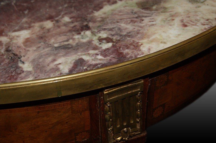 Bellissimo tavolino da salotto francese del 1800 Stile Luigi XVI con marmo-photo-4