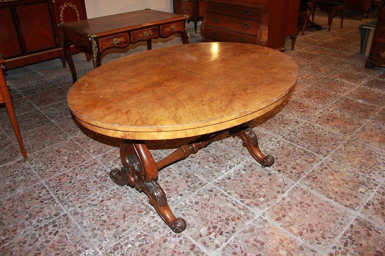 Tavolino da salotto inglese della seconda metà del 1800 in legno di noce-photo-2
