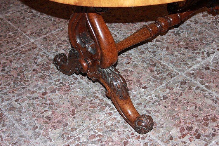 Tavolino da salotto inglese della seconda metà del 1800 in legno di noce-photo-3