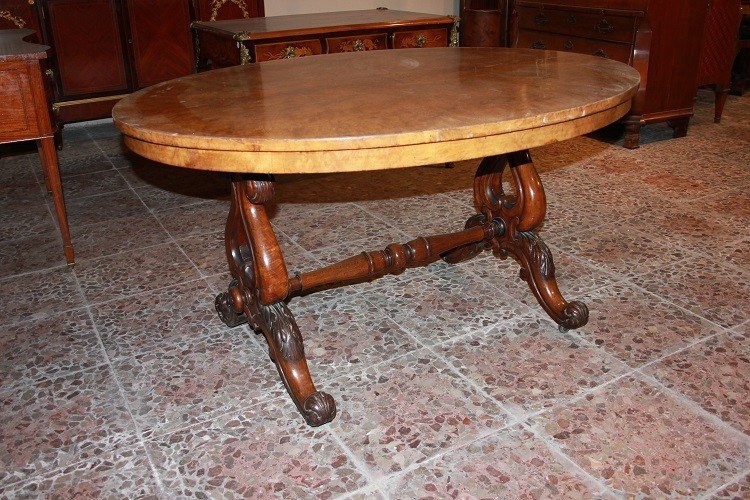 Tavolino da salotto inglese della seconda metà del 1800 in legno di noce-photo-4