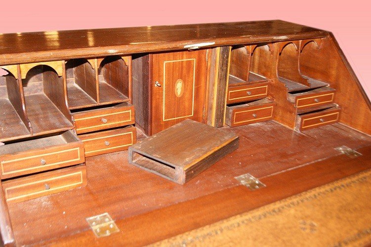 Ribaltina inglese del 1800 stile Vittoriano in legno di mogano con intarsi-photo-2