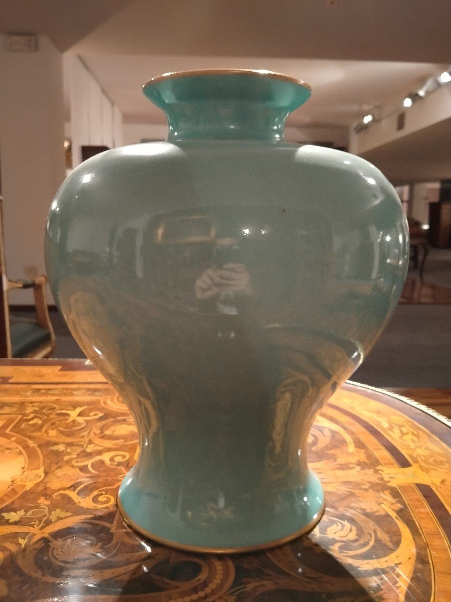 Grande vaso celeste manifattura Dresda in porcellana-photo-2