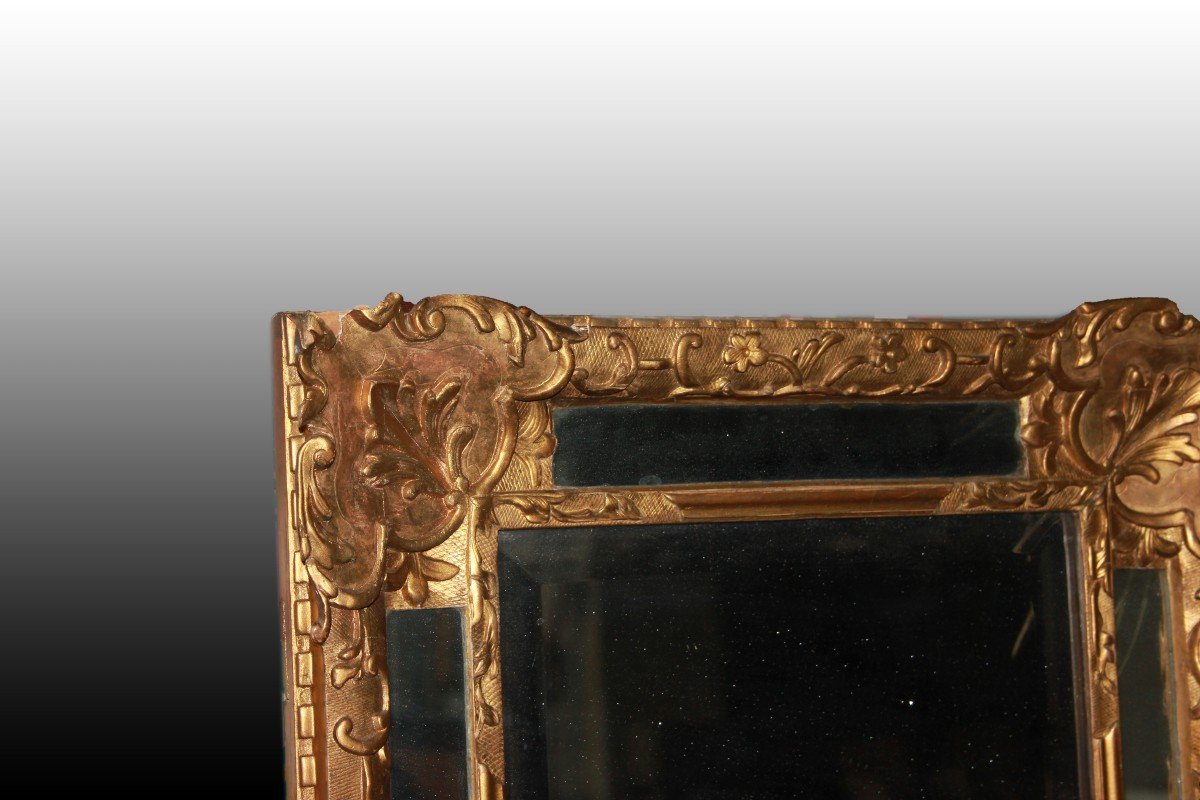 Graziosa specchiera francese del 1800 Stile Luigi XVI dorata foglia oro-photo-2