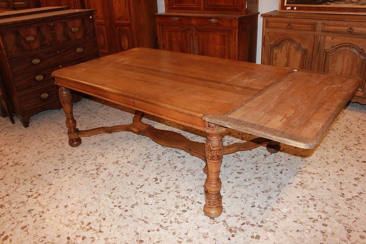 Tavolo rustico allungabile francese della seconda metà del 1800 in legno di rovere-photo-1