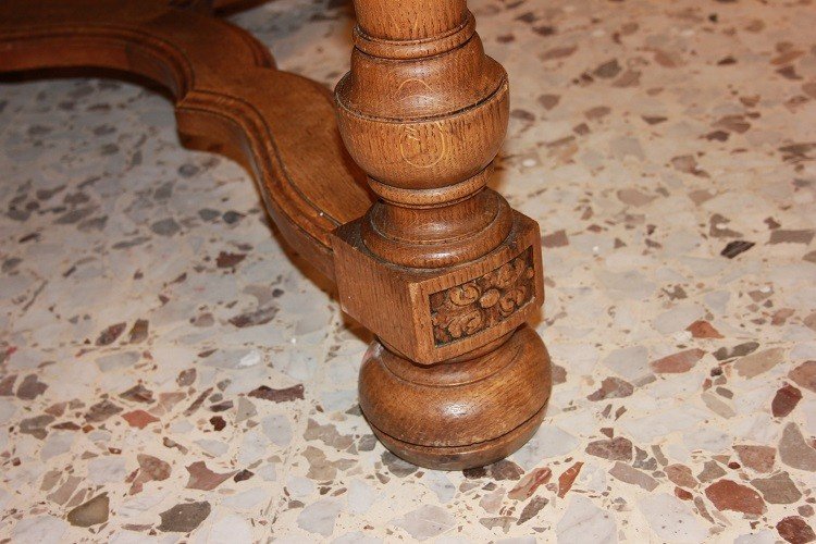 Tavolo rustico allungabile francese della seconda metà del 1800 in legno di rovere-photo-3