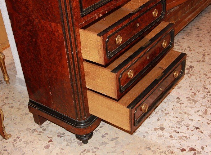 Secretaire Francese stile Luigi Filippo del 1800 in radica di Maples-photo-4