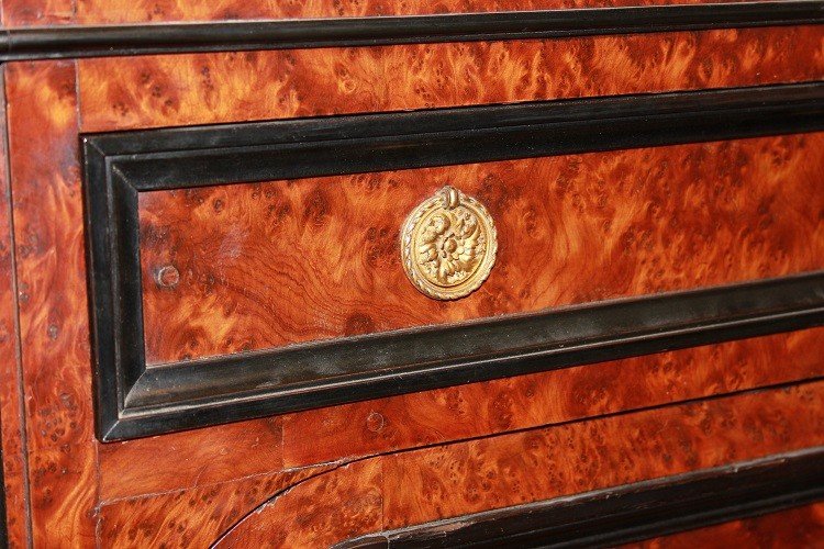 Secretaire Francese stile Luigi Filippo del 1800 in radica di Maples-photo-5