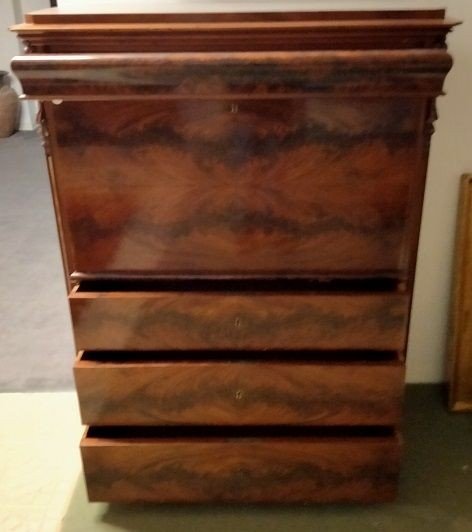 Secretaire Biedermeier in piuma di mogano-photo-3