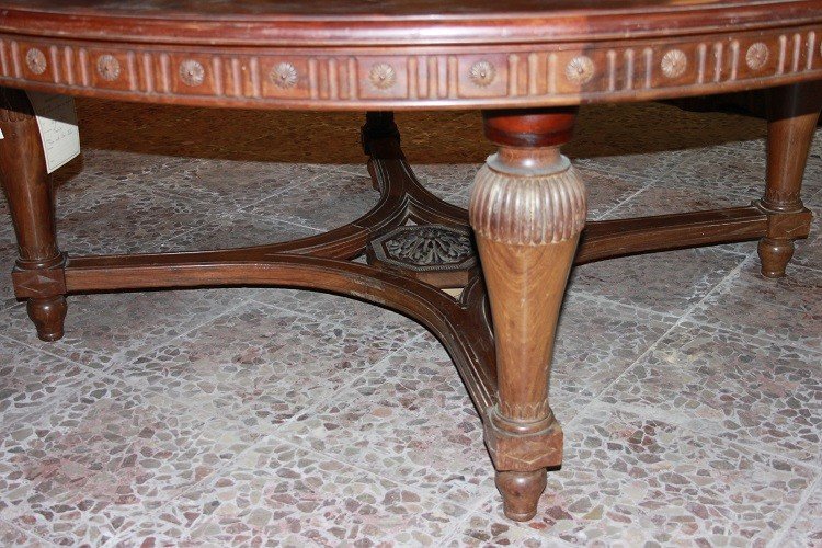 Grande tavolo francese di inizio 1800 stile Luigi XVI in legno di mogano 2 metri di diametro-photo-4
