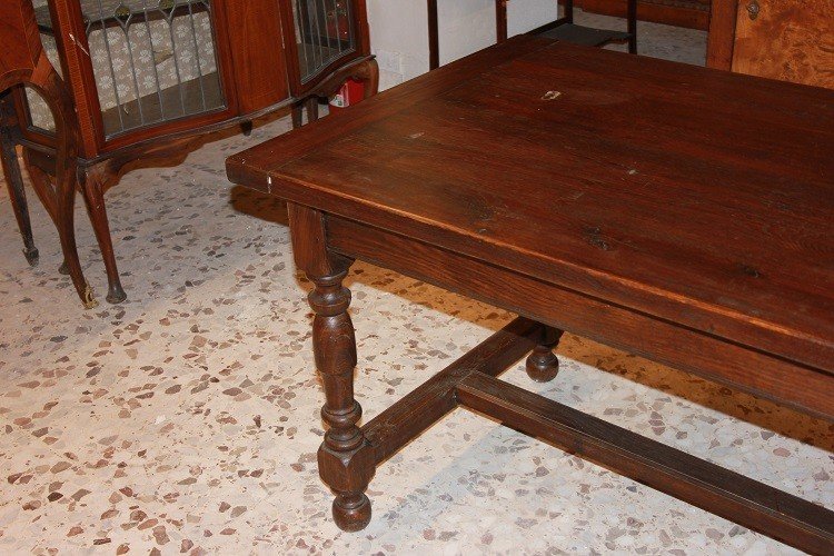 Grande Tavolo rustico francese di inizio 1800 in legno di castagno-photo-4