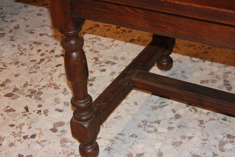Grande Tavolo rustico francese di inizio 1800 in legno di castagno-photo-1