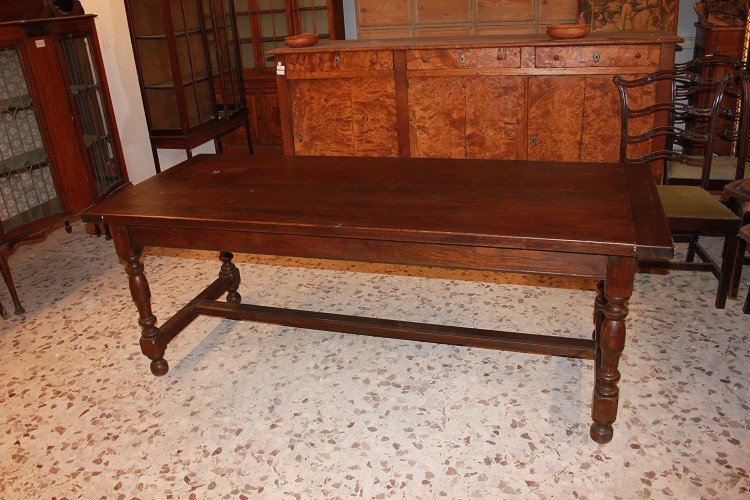 Grande Tavolo rustico francese di inizio 1800 in legno di castagno-photo-2