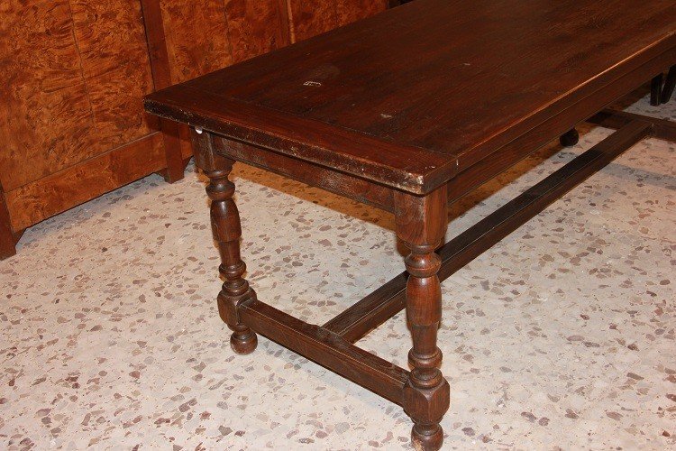 Grande Tavolo rustico francese di inizio 1800 in legno di castagno-photo-3