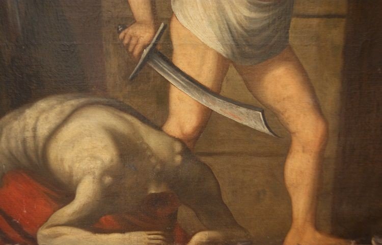 Olio su tela italiano del 1600, Salomè con la testa del battista. La storia: Il predicatore Gio-photo-4