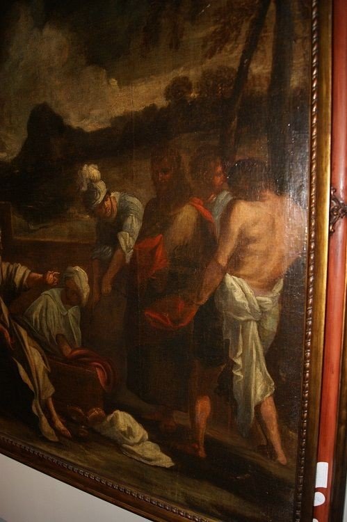 Olio su tela Italiano del 1600 raffigurante "Cristo trascinato al pretorio -photo-3