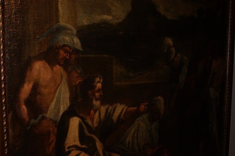 Olio su tela Italiano del 1600 raffigurante "Cristo trascinato al pretorio -photo-2