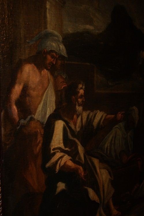 Olio su tela Italiano del 1600 raffigurante "Cristo trascinato al pretorio -photo-3