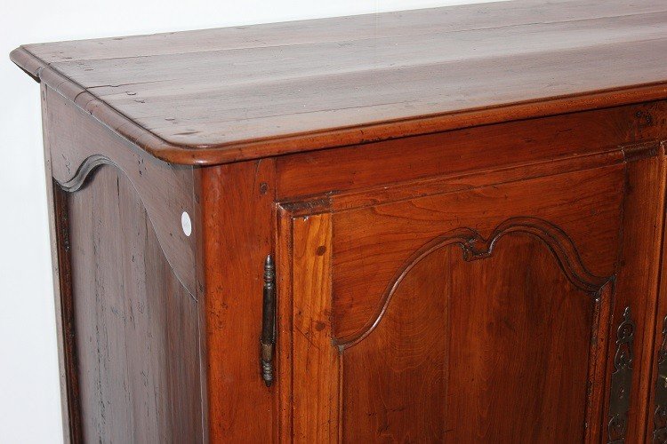 Piccola credenza provenzale alta a due porte del 1800 in legno di ciliegio-photo-2