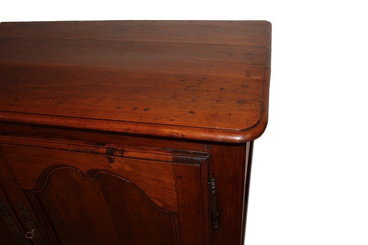 Piccola credenza provenzale alta a due porte del 1800 in legno di ciliegio-photo-1