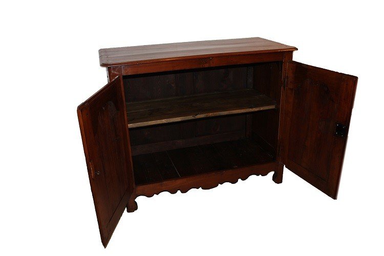 Piccola credenza provenzale alta a due porte del 1800 in legno di ciliegio-photo-3