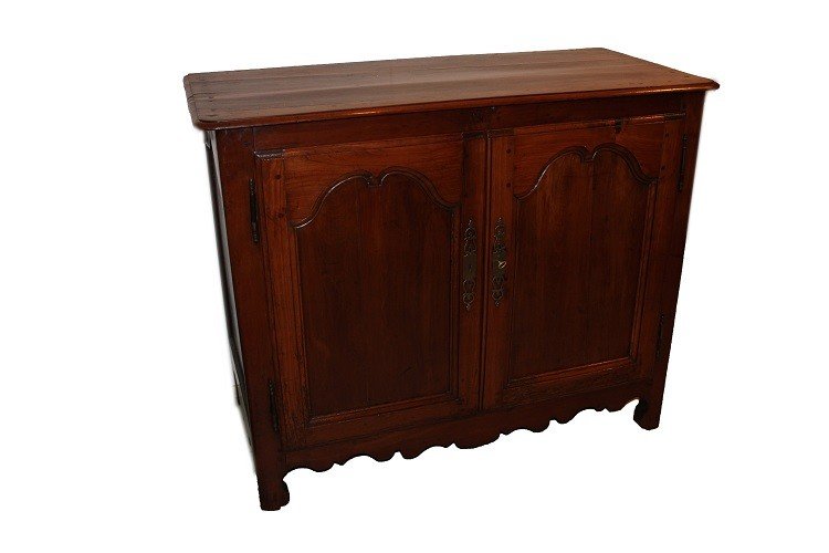 Piccola credenza provenzale alta a due porte del 1800 in legno di ciliegio-photo-5