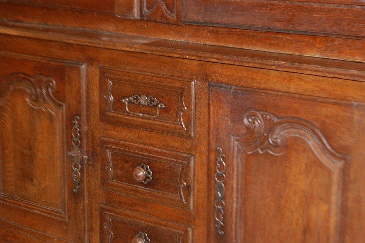 Grande credenza doppio corpo del 1700 francese stile Provenzale in legno di rovere-photo-3