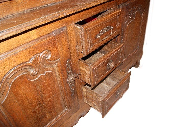 Grande credenza doppio corpo del 1700 francese stile Provenzale in legno di rovere-photo-1