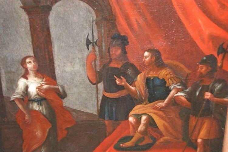 Olio su tela italiano del 1700 raffigurante scena Biblica-photo-2