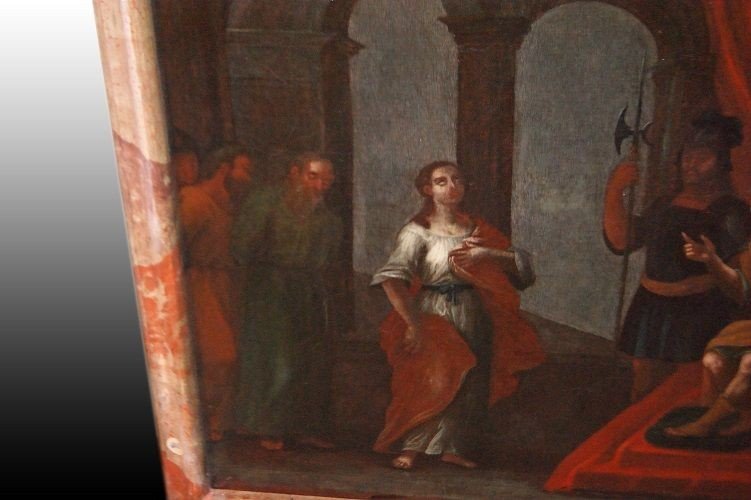 Olio su tela italiano del 1700 raffigurante scena Biblica-photo-3