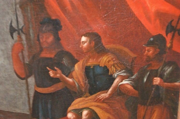 Olio su tela italiano del 1700 raffigurante scena Biblica-photo-1