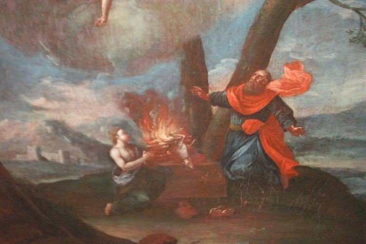 Olio su tela italiano del 1700 raffigurante scena Biblica-photo-3