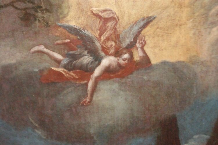 Olio su tela italiano del 1700 raffigurante scena Biblica-photo-1