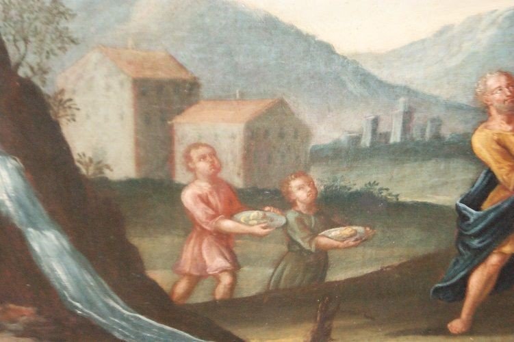 Olio su tela italiano del 1700 raffigurante scena Biblica-photo-4