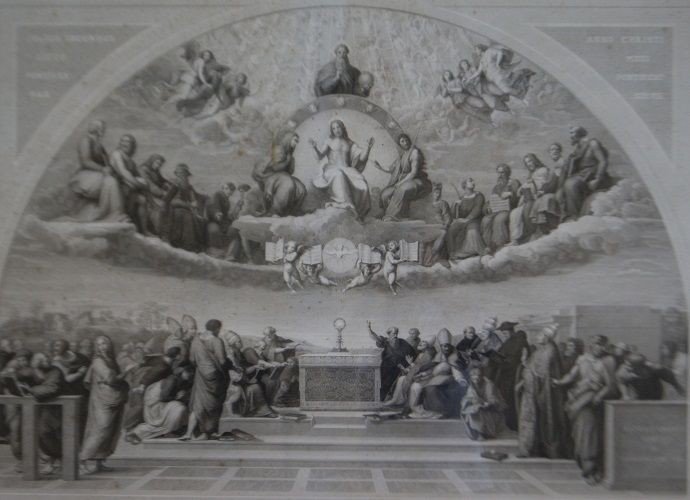 Stampa tedesca della seconda metà del 1800 raffigurante "Il giudizio universale" rappresentazio-photo-2