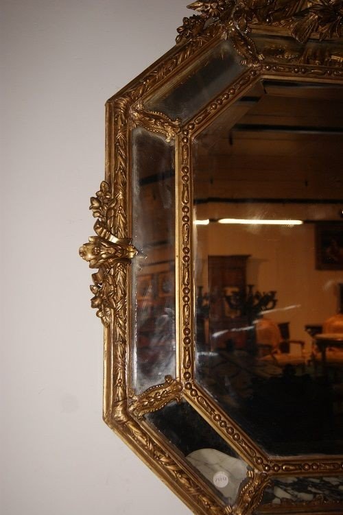 Stupenda specchiera ottagonale francese della seconda metà del 1800, stile Luigi XV-photo-3