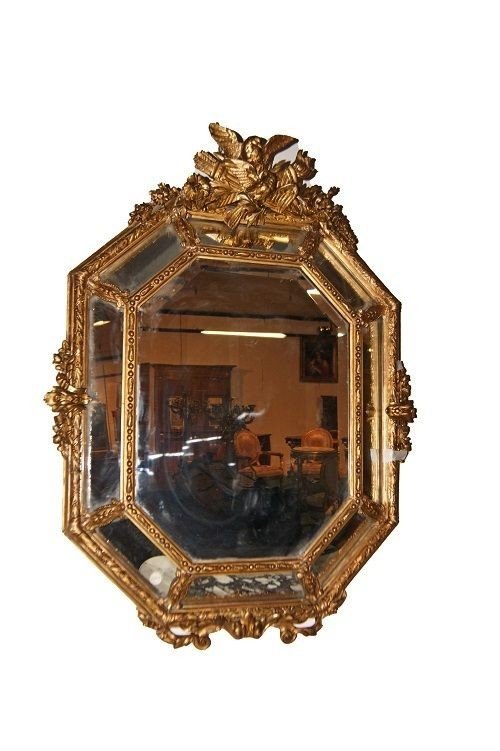 Stupenda specchiera ottagonale francese della seconda metà del 1800, stile Luigi XV
