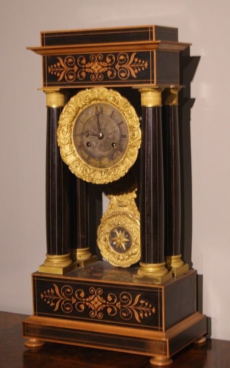 Orologio Carlo X in bosso e legno ebanizzato-photo-4