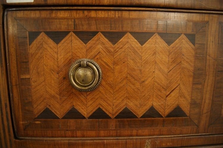 Italian chest of drawers from the early 1800s, Louis XVI style, in various polychrome woods-photo-4